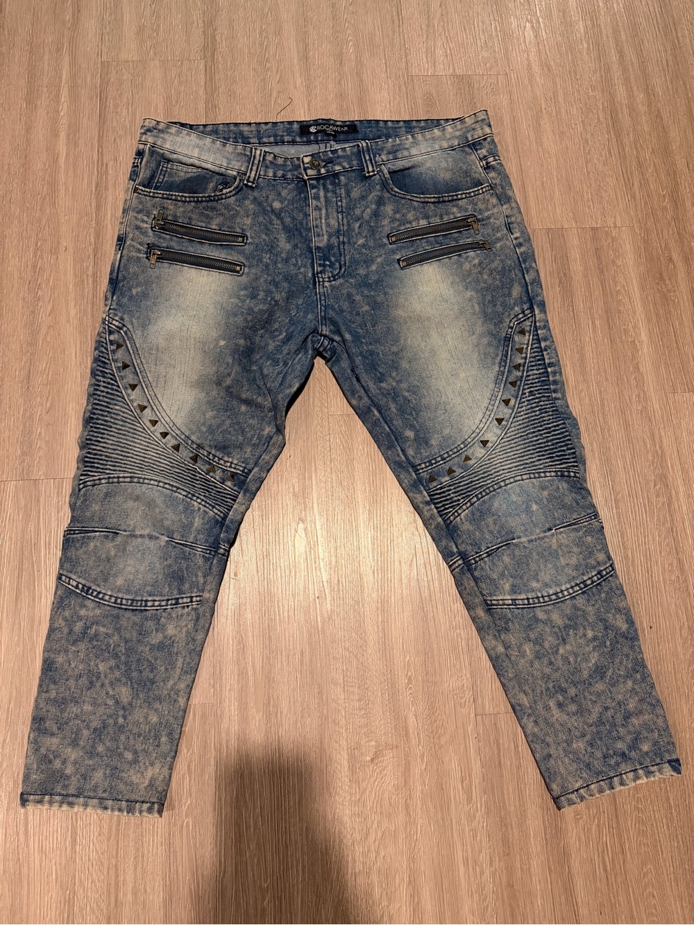 ROCAWEAR Jeans Men's 40×32 Slim Fit Acid Wash Skinny Blue Denim Y2K Hip Hop 90s